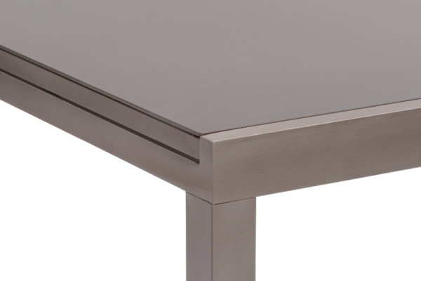 Merxx Tinetto Set 13-teilig, 6 Klappsessel, braunes Gestell, taupefarbener Textilbezug, 6 Sitzauflagen, 1 Semi Ausziehtisch, 150 (220) x 90 cm, 51034-305