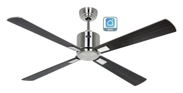CasaFan Deckenventilator Eco Neo III 132 Chrom gebürstet-Massivholz Nussbaum gebeizt/Kirsche WiFi, 942212W