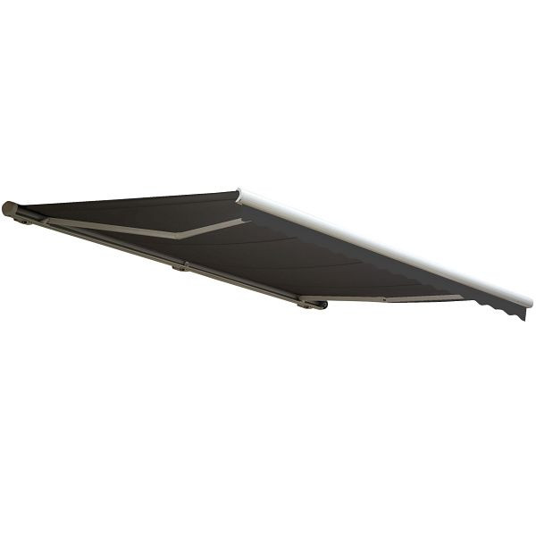 Mendler Elektrische Kassetten-Markise T122, Vollkassette Volant 4x3m, Polyester Anthrazit, 58225+34432+62473