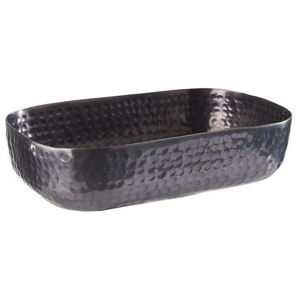 APS Schale, 23 x 15,5 cm, Höhe: 6 cm, Aluminium, Gunmetal-Look, gehämmerte Oberfäche, 1,4 Liter, 40695