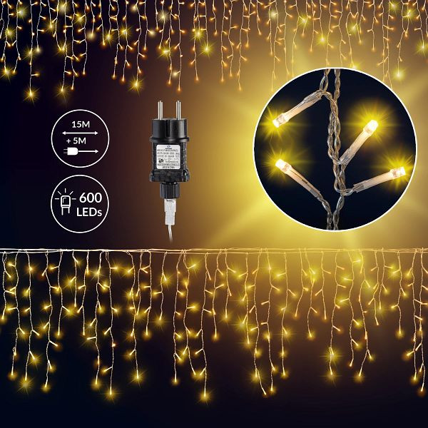 monzana Regenlichterkette LED Warmweiß 20m, 103441, 4251776914152