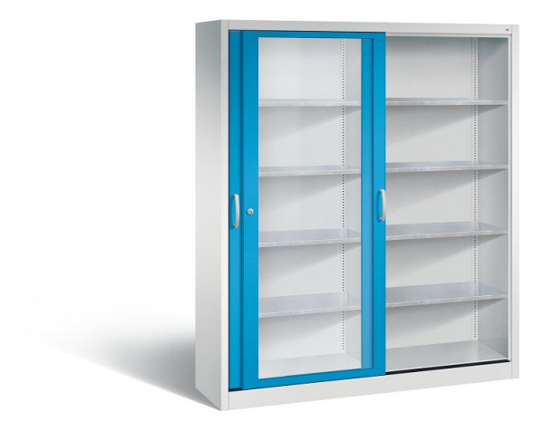 C+P Schiebetürenschrank Acurado, H1950xB1600xT400mm, Farbe: Lichtgrau / Lichtblau, Bügelgriff, 2149-055 S10047