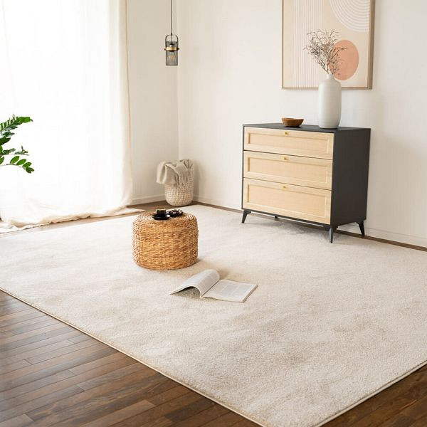 HOME DELUXE Kurzflor Teppich FOFI, 200 x 140 cm Beige, 56175