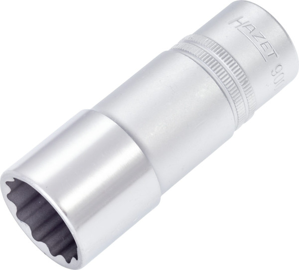 Hazet Steckschlüsseleinsatz, Doppelsechskant, Vierkant hohl 12,5 mm (1/2 Zoll), 24 mm, Lange Ausführung Mit Rändelung, 900TZ-24