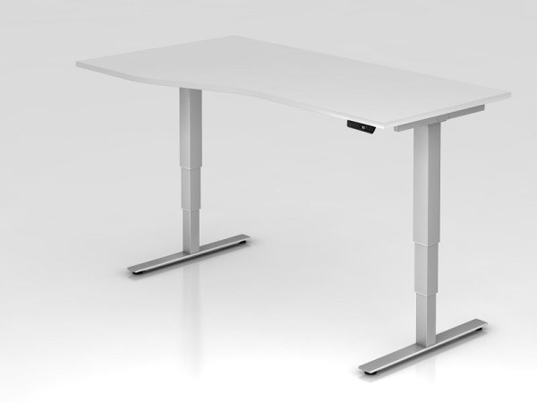 Hammerbacher Sitz-Steh-Schreibtisch elektrisch 180x100/80cm Weiß, Freiform, links oder rechts montierbar, VXDSM18/W/S