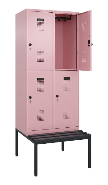 C+P Doppelstock-Spind Evolo PLUS, Bank, 4 Fächer, 2120x800x815mm, 3015/3015, Drehriegel, Sitzfläche Kunststoff, Sitzbank, 0493507-22 S10105