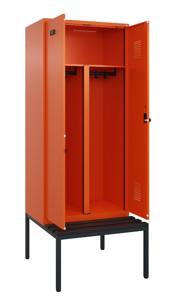 C+P PSA Doppel-Spind Evolo PLUS, Bank, 2 Abteile, 2120x800x815mm, 2004/2004, Drehriegel, Sitzfläche Kunststoff, Sitzbank, 0490527-22P S10077