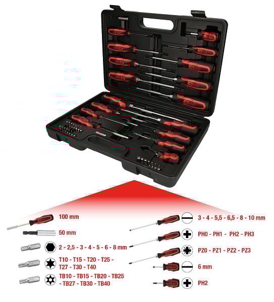 KS Tools ERGOTORQUEplus Schraubendreher- und Bit-Satz, 39-teilig, 159.0100