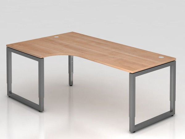 Hammerbacher Winkeltisch O-Fuß eckig 200x120cm Nussbaum/Graphit, Winkelform 90°, links oder rechts montierbar, VRS82/N/G
