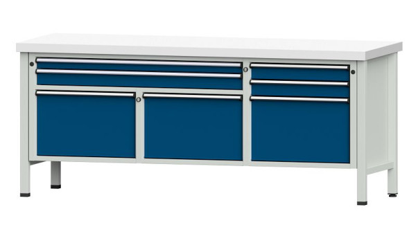 ANKE Werkbänke Kastenwerkbank, Modell 281 V, 2000 x 700 x 850 mm, RAL 7035/5010, KSP 50 mm, 304.522