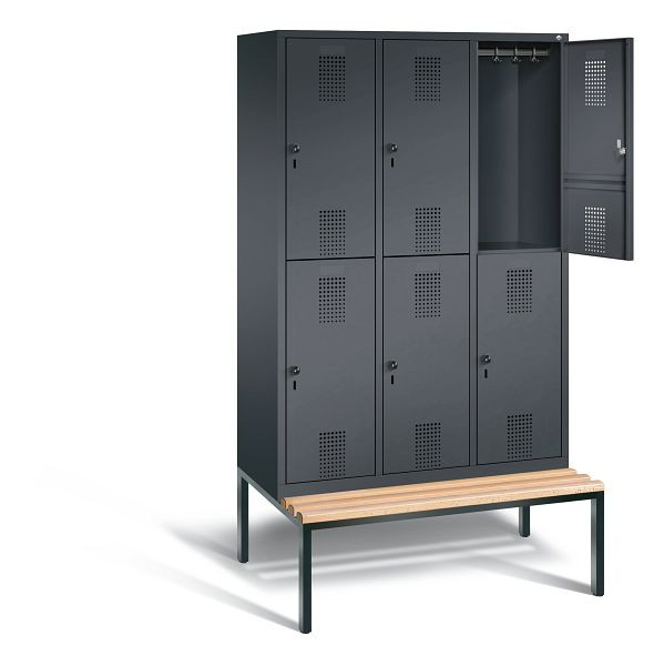 C+P Spind doppelstöckig Evolo, H2090xB1200xT815mm, Farbe: Schwarzgrau, 48350-32 S10051