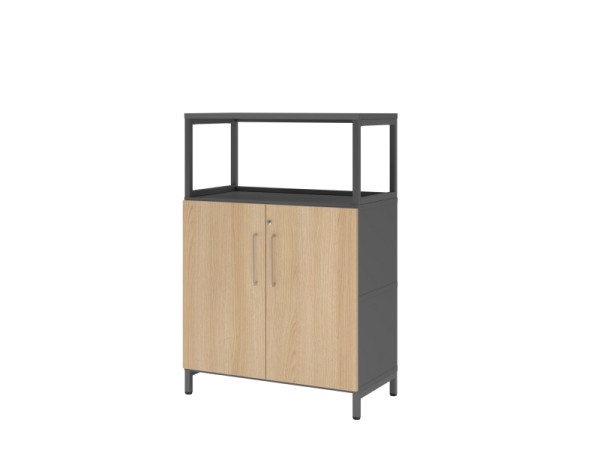 Hammerbacher Regal/Türen, 3OH, Sockel, graphit/eiche, VFW38T2RU/G/E/BS
