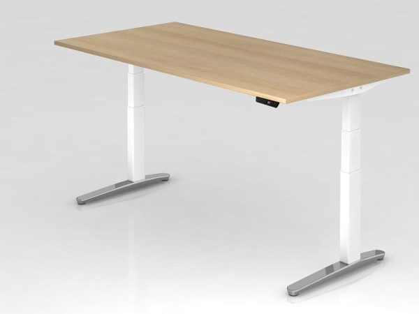 Hammerbacher Sitz-Steh-Schreibtisch elektrisch 200x100cm Eiche/weiß, poliert, Rechteckform, VXBHM2E/E/WC