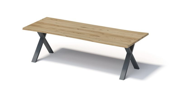 Bisley Fortis Table Natural, 2600 x 1000 mm, natürliche Baumkante, geölte Oberfläche, X-Gestell, Oberfläche: natürlich/Gestell: anthrazitgrau, FN2610XP334