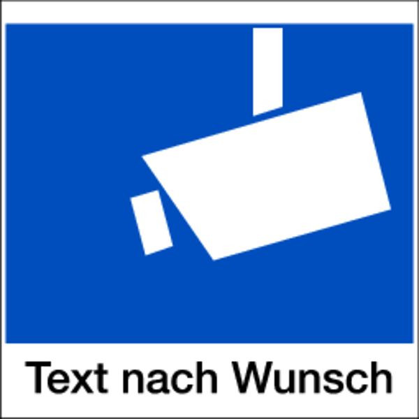 Schilder Klar Kennzeichnung Videoüberwachung mit Text nach Wunsch, 200x200 mm Folie selbstklebend, 226/31