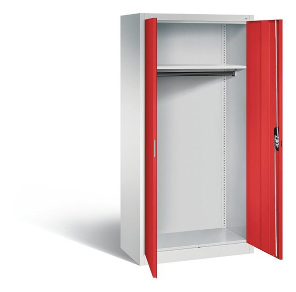 C+P Garderobenschrank Acurado, H1950xB930xT500mm, Farbe: Lichtgrau / feuerrot, Muldengriff, 9280-088 S10362