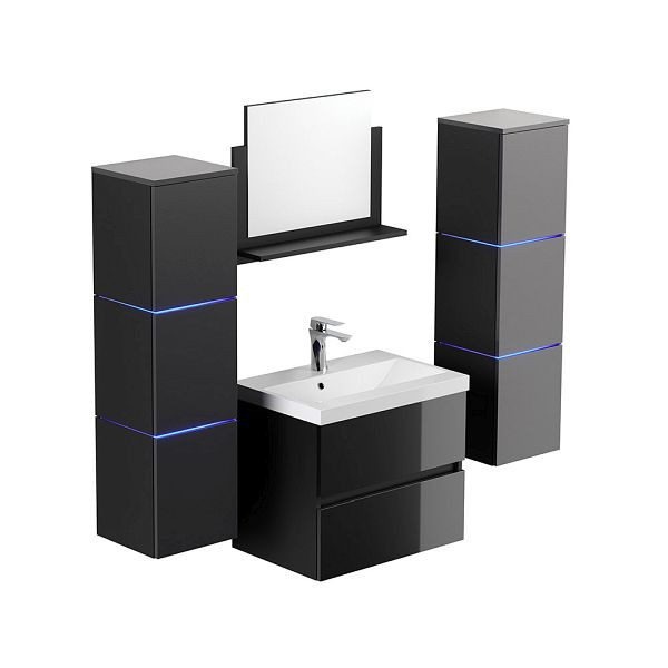 HOME DELUXE Badezimmermöbel WANGEROOGE Deluxe – XL Schwarz, 55756