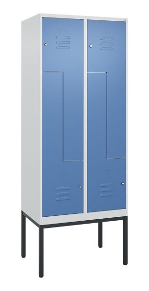 C+P Z-Spind Classic PLUS, Gestell, 4 Abteile, 2120x800x500mm, 7035/5023, Zylinderschlösser, 0800337-224 S10020