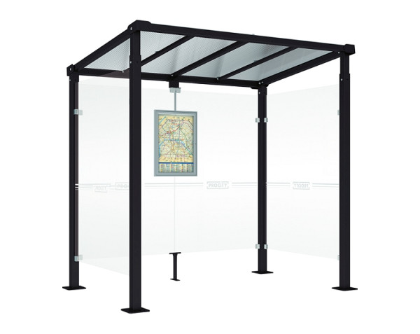 Procity Wartehalle Milano - 2 Seitenverkleidungen, Farbe RAL 9005, Maße: Breite 2500 x Höhe 2545 x Tiefe 1824 mm, 529242.9005