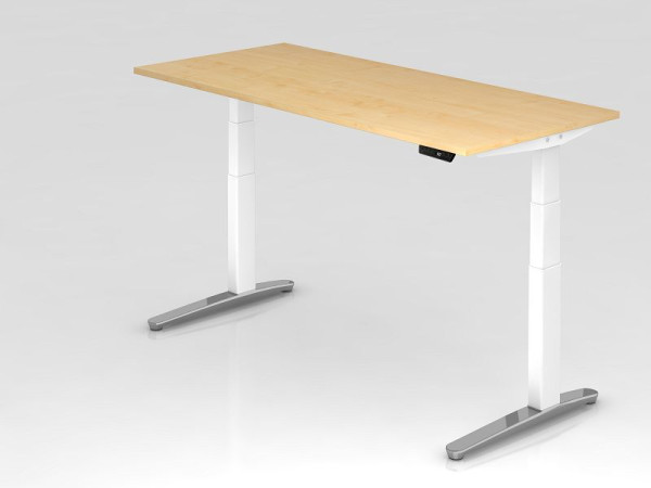Hammerbacher Sitz-Steh-Schreibtisch elektrisch 180x80cm Ahorn/Weiß, poliert, Rechteckform, VXBHM19/3/WC