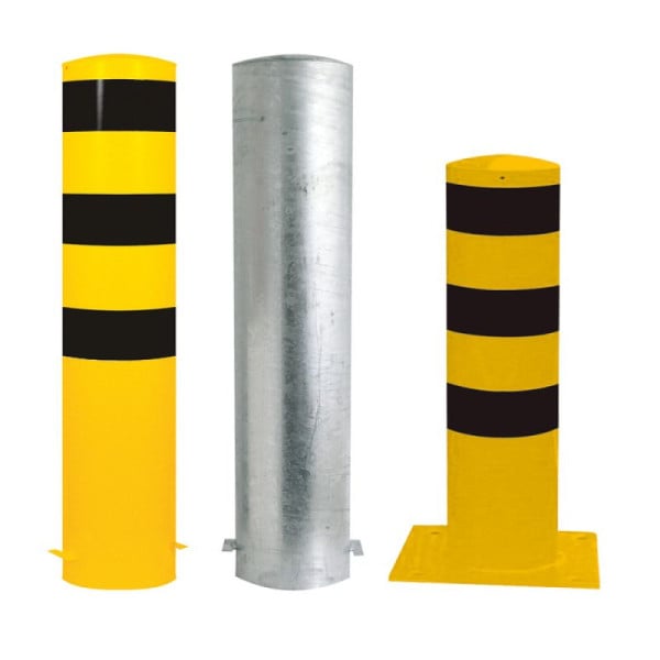 Stein HGS Stahlrohrpoller/Rammschutzpoller -Bollard-, 1500mm, zum Einbetonieren, 2 Ösen, mit aufgeschweißter Stahlkappe, 14694bg-201