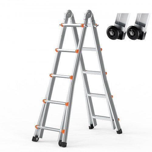 VEVOR Teleskopleiter, 5120 mm, Aluminium, multifunktional, klappbar, für Innen/Außen, 150 kg Tragkraft, DGNAZXYST51MOO11FV0