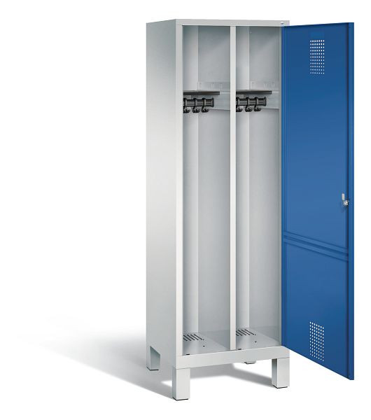 C+P Schwarz-Weiss-Spind Evolo, H1850xB610xT500mm, Farbe: Lichtgrau / Enzianblau, 48210-20 S10031