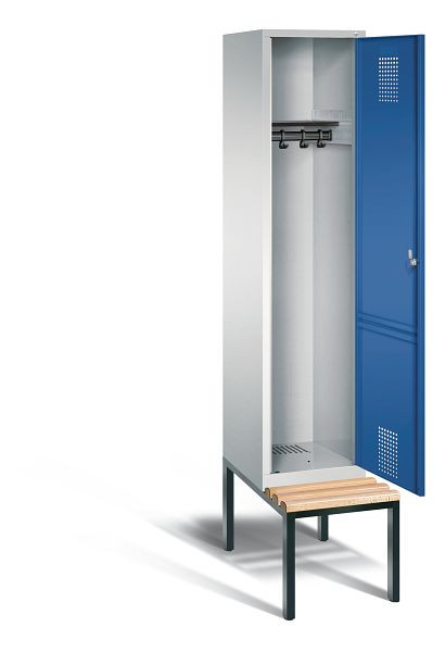 C+P Garderobenschrank Evolo, H2090xB420xT815mm, Farbe: Lichtgrau / Enzianblau, 48050-12 S10012