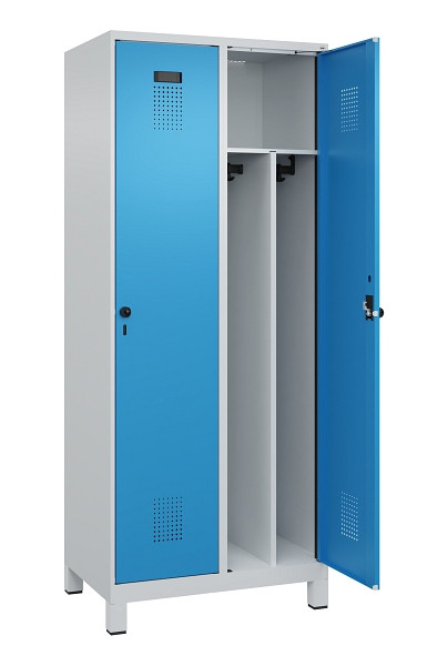 C+P Spind Evolo PLUS, mit Füßen, 2 Abteile, 1950x800x500mm, 7035/5012, Verschluss Drehriegel, 049010-22F S10007