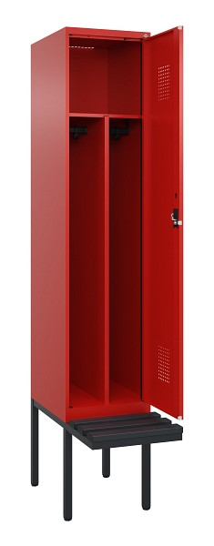 C+P Spind Evolo PLUS, 1 Abteile, 2120x400x815mm, 3020/3020, Haken 4, Zylinderschloss, Sitzfläche Kunststoff, Trennwand, 0490407-12F S10105