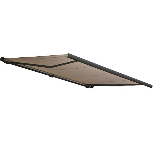 Mendler Elektrische Kassettenmarkise T122, Markise Vollkassette 4x3m, Polyester Sand, Rahmen anthrazit, 58266+34295+58310