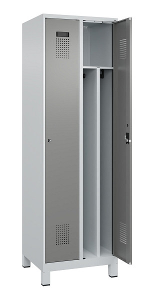 C+P Spind Evolo PLUS, mit Füßen, 2 Abteile, 1950x600x500mm, 7035/0004, Verschluss Zylinderschloss, 049010-20F S10041
