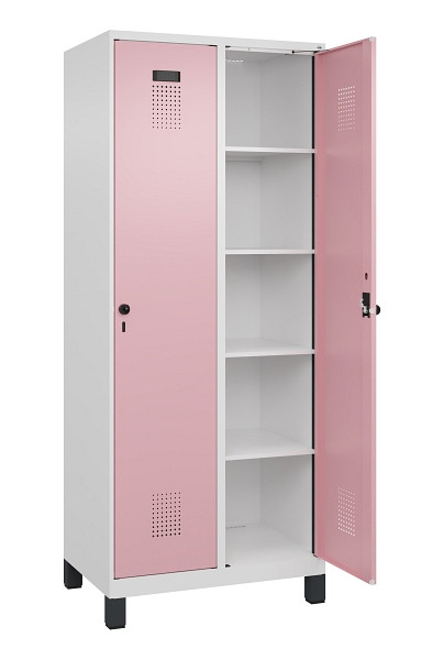 C+P Wäsche-Spind Evolo PLUS, mit Füßen, 2 Abteile, 1950x800x500mm, 9016/3015, Verschluss Drehriegel, Ablageböden 8, 049010-22B S10018