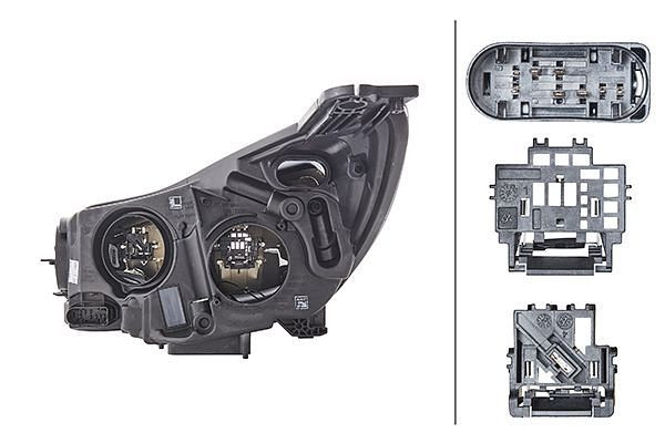 HELLA Halogen-Hauptscheinwerfer - für u.a. Ford Focus III - schwarz - für Rechtsverkehr - rechts, 1EA 354 994-041