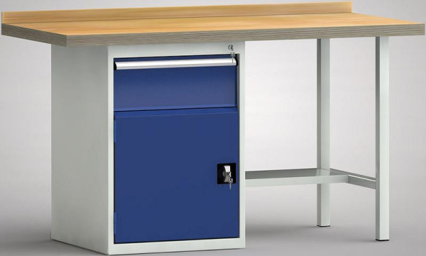 KLW Profi-Werkbank - 1500 x 700 x 905 mm L x T x H (ERGO-Version), links 200EA/Türe 500 mm, WP184E-1500M45-E7021