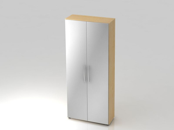Hammerbacher Schrank 5OH 34, 6cm tief Bogengriff Ahorn/Silber, 80x34,6x188 cm (BxTxH), V4100/3/S/BM