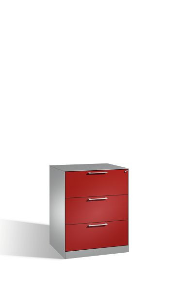 C+P Hängeregistraturschrank Asisto, H1010xB800xT600mm, Farbe: Weißaluminium / Rubinrot, Bügelgriff, 146243-312 S10192