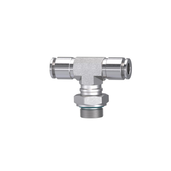 Riegler T-Steckverschraubung, drehbar, G 1/4, Schlauch-Ø 10, ES 1.4404, 135179