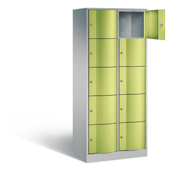 C+P Schließfachschrank Resisto, H1950xB772xT540mm, Farbe: Weißaluminium / Viridingrün, 8570-272 S10400