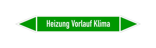 Schilder Klar Rohrleitungskennzeichen Heizung Vorlauf Klima, 33000x90 mm Folie selbstklebend, 101436/95