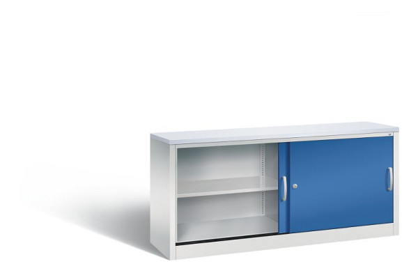 C+P Sideboard mit Schiebetüren Acurado, H720xB1600xT400mm, Farbe: Lichtgrau / Enzianblau, Bügelgriff, 2 OH, 5724-00 S10337