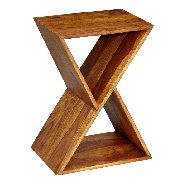 Wohnling Beistelltisch X-Form 43 x 60 x 30 cm Sheesham Massivholz, WL6.175