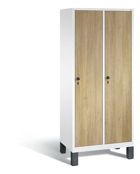 C+P Spind Evolo, 2 Abteile, H1850xB810xT500 mm, Weiß/MDF Eiche, 48010-22B S10043