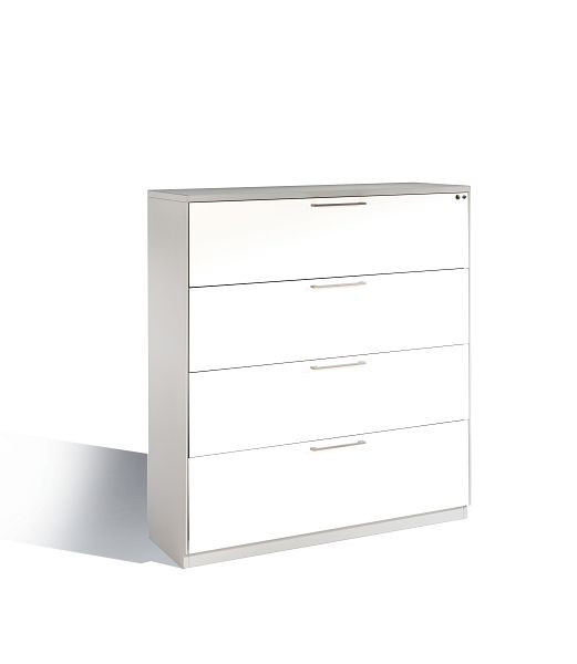 C+P Hängeregistraturschrank Asisto, H1310xB1200xT435mm, Farbe: Lichtgrau / Verkehrsweiß, Bügelgriff, 146021-413 S10108