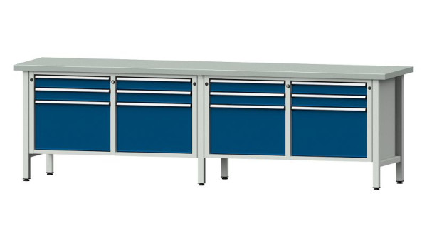ANKE Werkbänke Kastenwerkbank, Modell 233 V, 2800 x 700 x 840 mm, RAL 7035/5010, ZBP 40 mm, 305.060