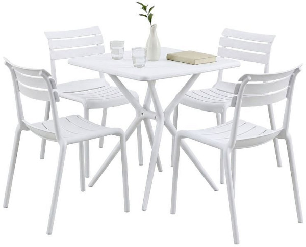 CLP Gartenmöbel-Set Vela mit 4 Stühlen, weiß, 328039