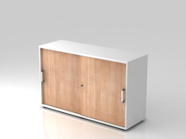 Hammerbacher Schiebetürschrank 2OH 120cm Chromgriff Weiß/Nussbaum, 120x40x74,8 cm (BxTxH), V1752S/W/N/CE