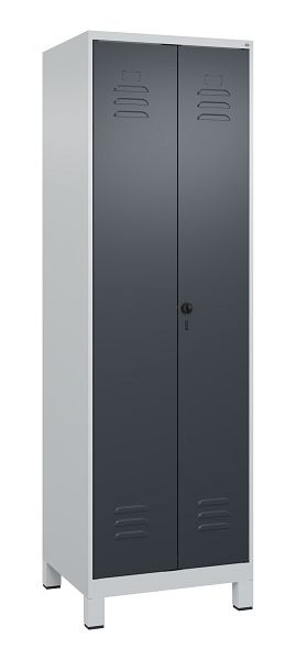 C+P Mehrzweckschrank Classic PLUS, Wäsche-/Kombispind, Füße, 2 Abteile, 1950x600x500mm, 7035/7016, Drehriegel, 080610-20 S10008