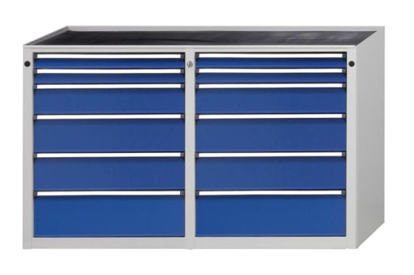 ANKE Werkbänke Beistellschrank, Modell 205, 1280 x 650 x 890 mm, RAL 7035/5010, BMP 40 mm, 600.128
