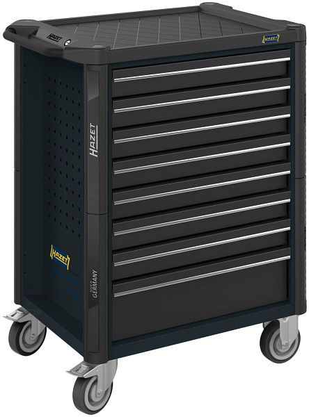 Hazet Werkstattwagen Assistent, Schwarz (RAL 7021), Kunststoff-Arbeitsplatte, 8 Schubladen, 179N-8-RAL7021